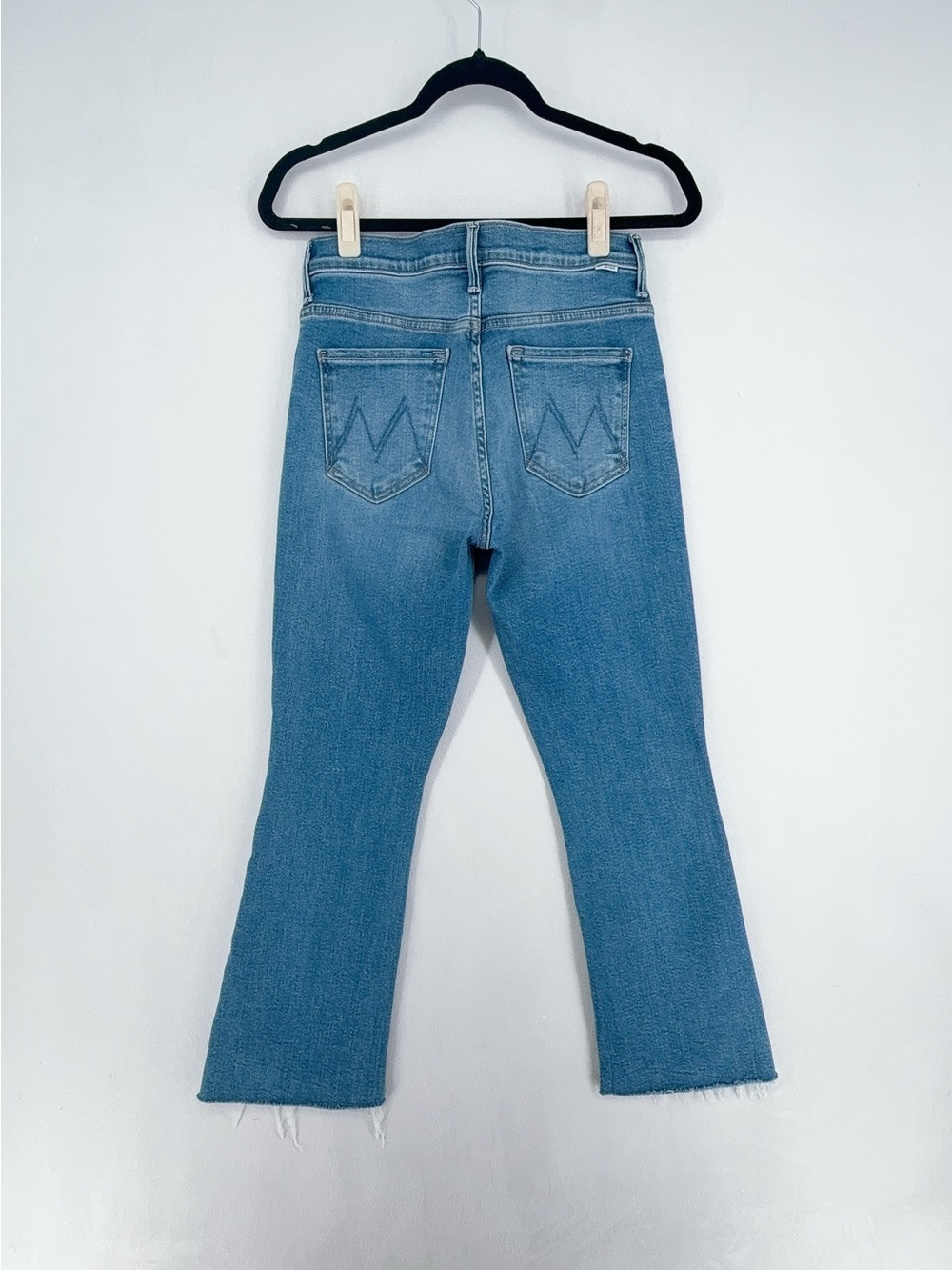 MOTHER Mid-Rise Light Blue Flare Jeans with Frayed Hem - Picture 3 of 11